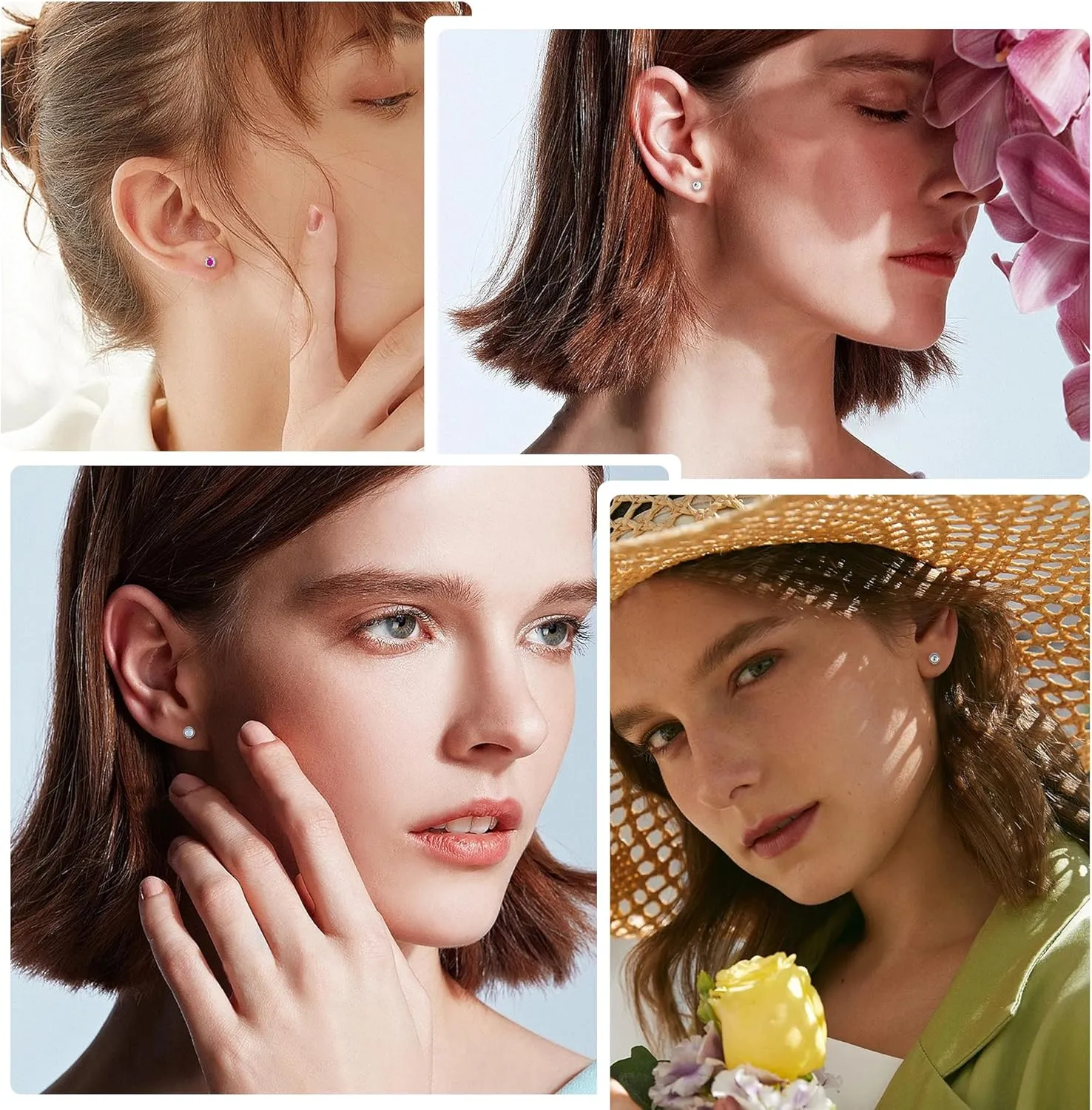 18Pairs 20G Titanium Steel Stud Earrings Set for Women Men Moonstone Turquoise CZ Stud Earrings Cartilage Heilx Tragus Stud Earrings Hypoallergenic Flat Back Stud Earring 3MM 4MM 5MM
