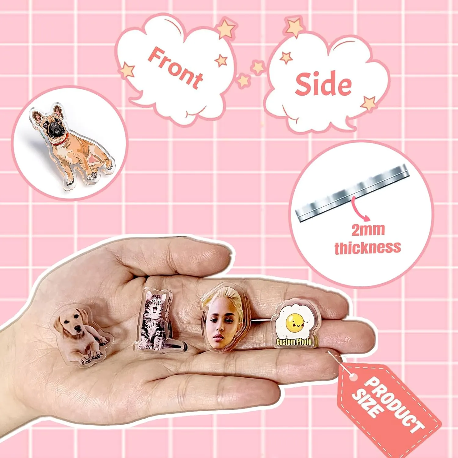 2 Pack Custom Acrylic Shoe Charms with Photo and Text Personalized Shoe Charms Decoration Party Gifts for Boys Girls Kids Women