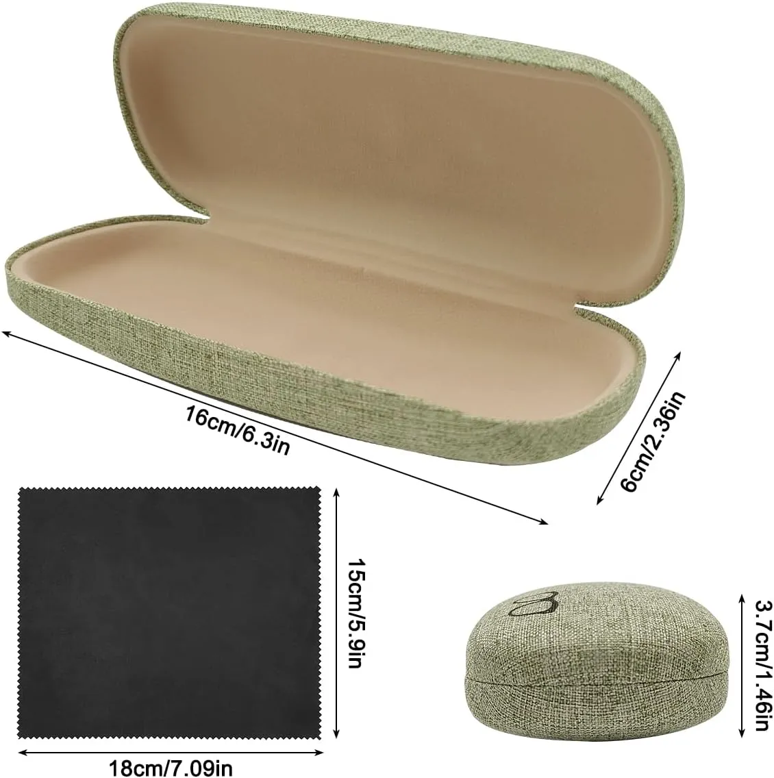 3 Pack Hard Shell Eyeglasses Case, Unisex Portable Glasses Protection Case Linen Fabrics Glasses Case