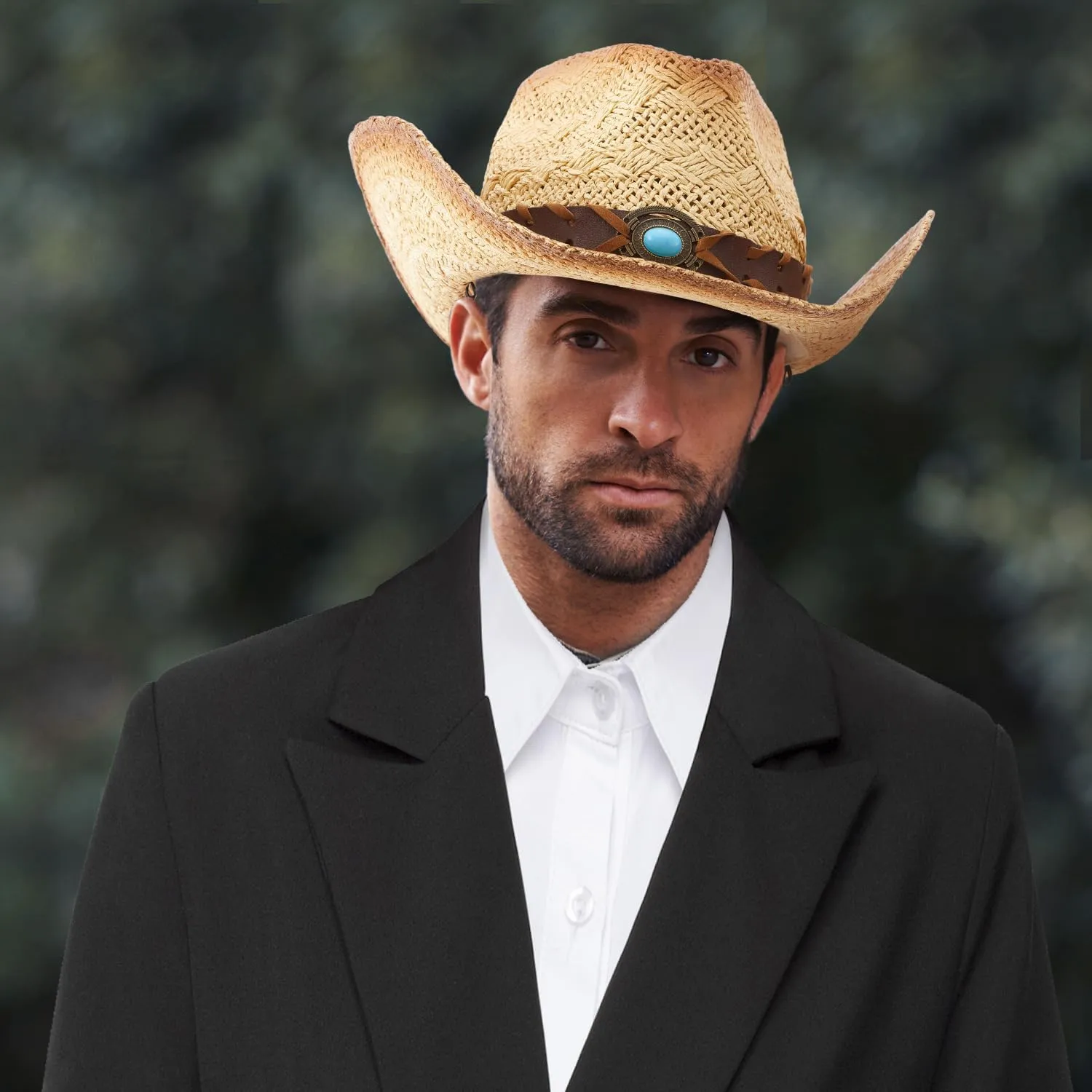 3 Pack Straw Cowboy Hats for Women Men Western Style Adjustable Band Wide Brim Cowgirl Hats for Outdoor