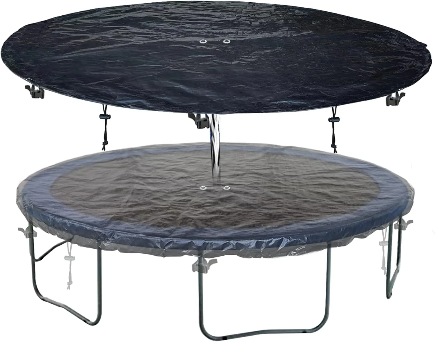 8 FT Trampoline Cover 8-16 Ft Trampoline Winter Cover, Easy to Install Trampoline Protective Cover, Waterproof Trampoline Covers, Anti-UV, Snow, Dust-Proof Trampoline Weather Cover Black
