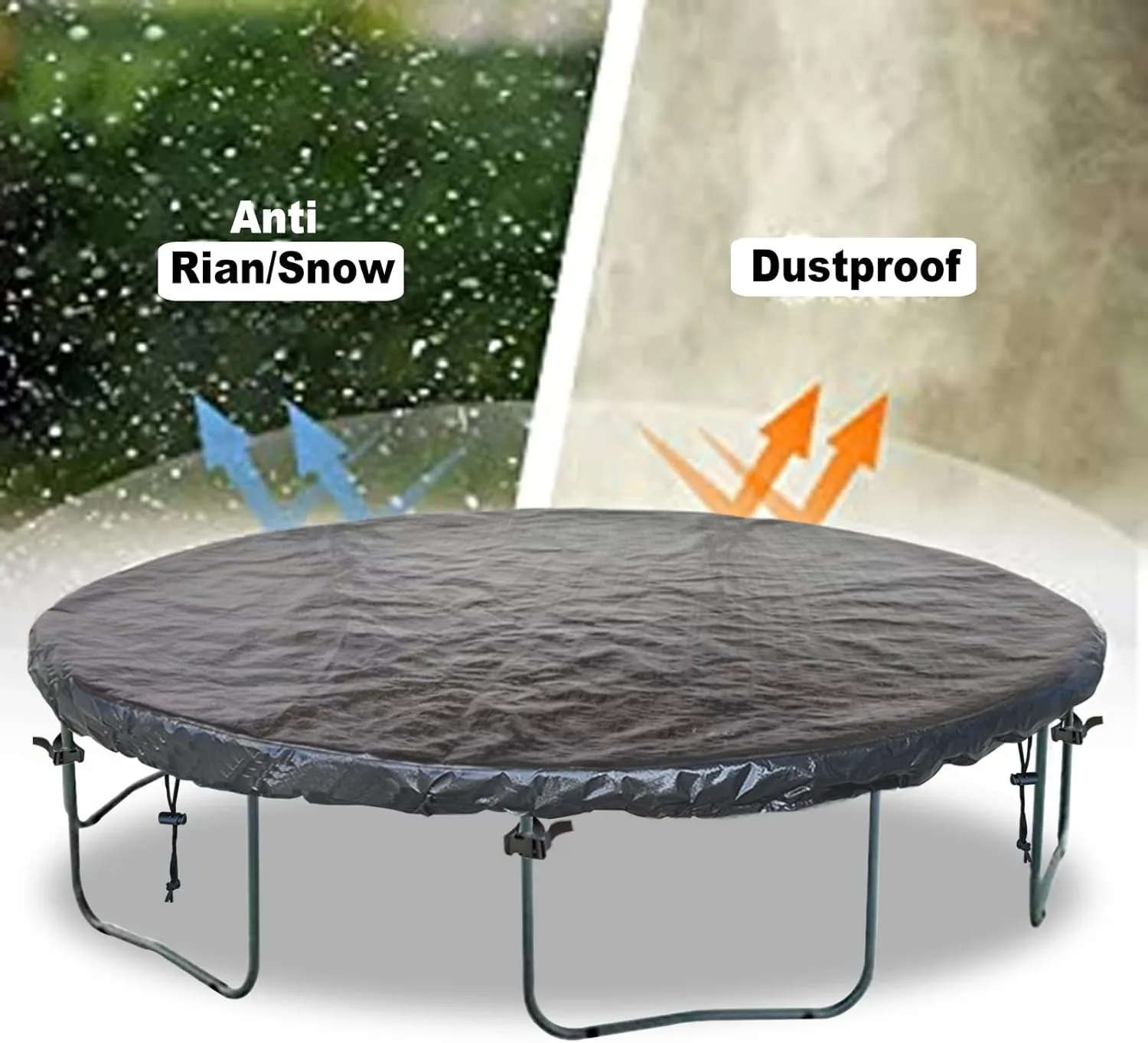 8 FT Trampoline Cover 8-16 Ft Trampoline Winter Cover, Easy to Install Trampoline Protective Cover, Waterproof Trampoline Covers, Anti-UV, Snow, Dust-Proof Trampoline Weather Cover Black