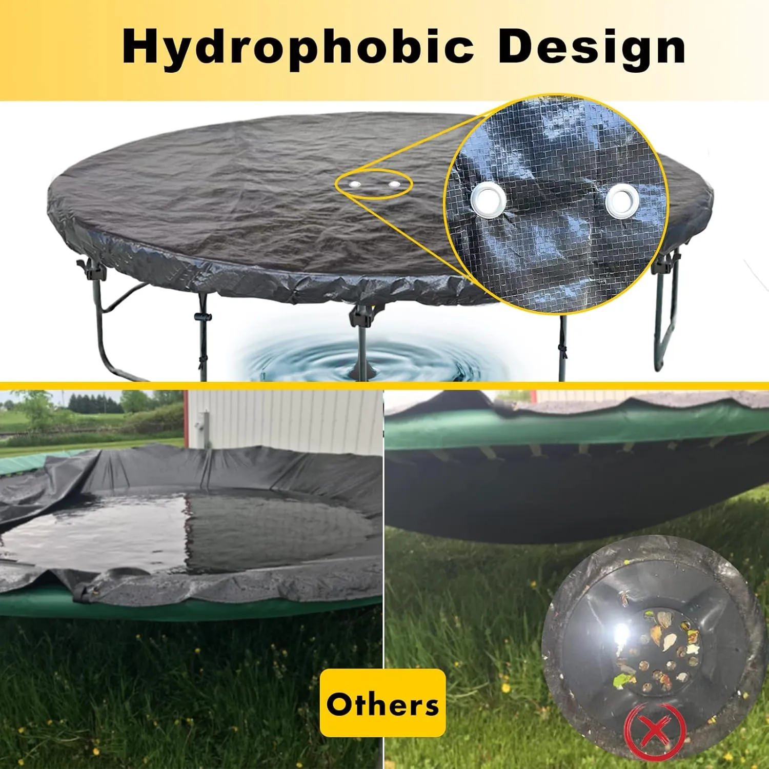 8 FT Trampoline Cover 8-16 Ft Trampoline Winter Cover, Easy to Install Trampoline Protective Cover, Waterproof Trampoline Covers, Anti-UV, Snow, Dust-Proof Trampoline Weather Cover Black