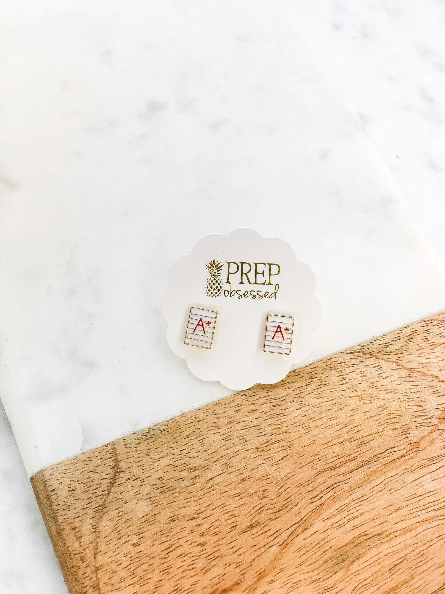 'A ' Teacher Signature Enamel Studs by Prep Obsessed
