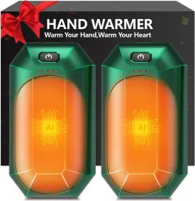 AI Hand Warmers Rechargeable 2 Pack,Portable Electric Hand Warmer Reusable,AI Hand Warmer for Outdoor Golf Hunting Camping Accessories,Warm Winter Gifts for Men Women Kids