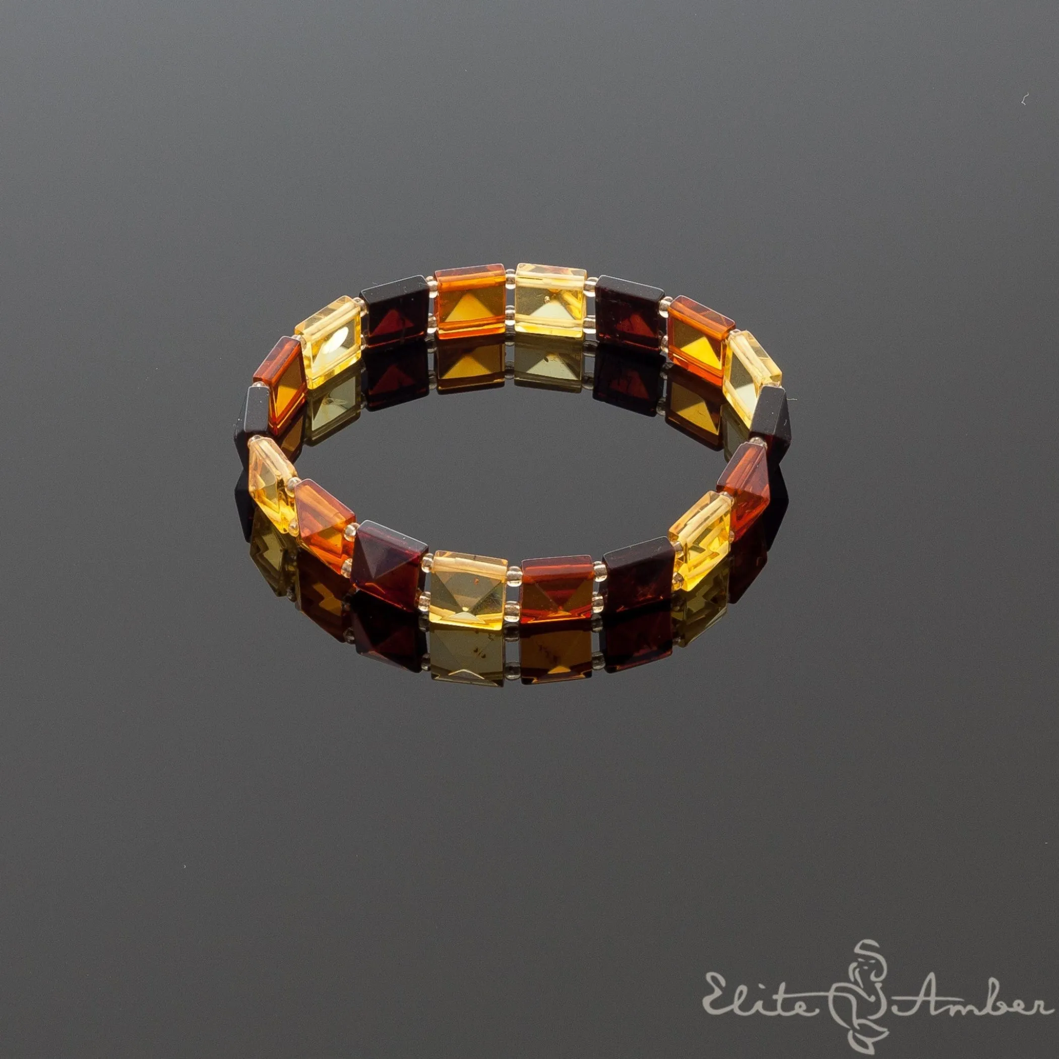 Amber bracelet "Multi color pyramid"