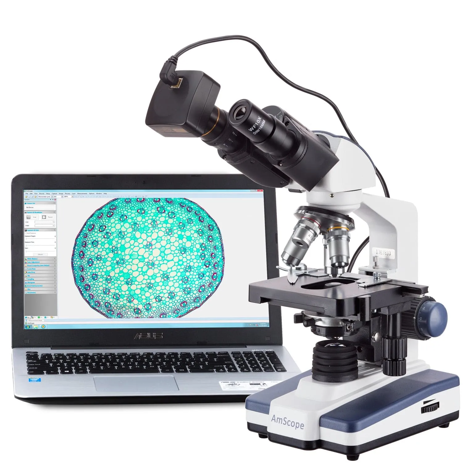 AmScope B120 Series Student & Professional LED Binocular Compound Microscope w/Siedentopf Head, 3D Mechanical Stage & Optional Digital Camera