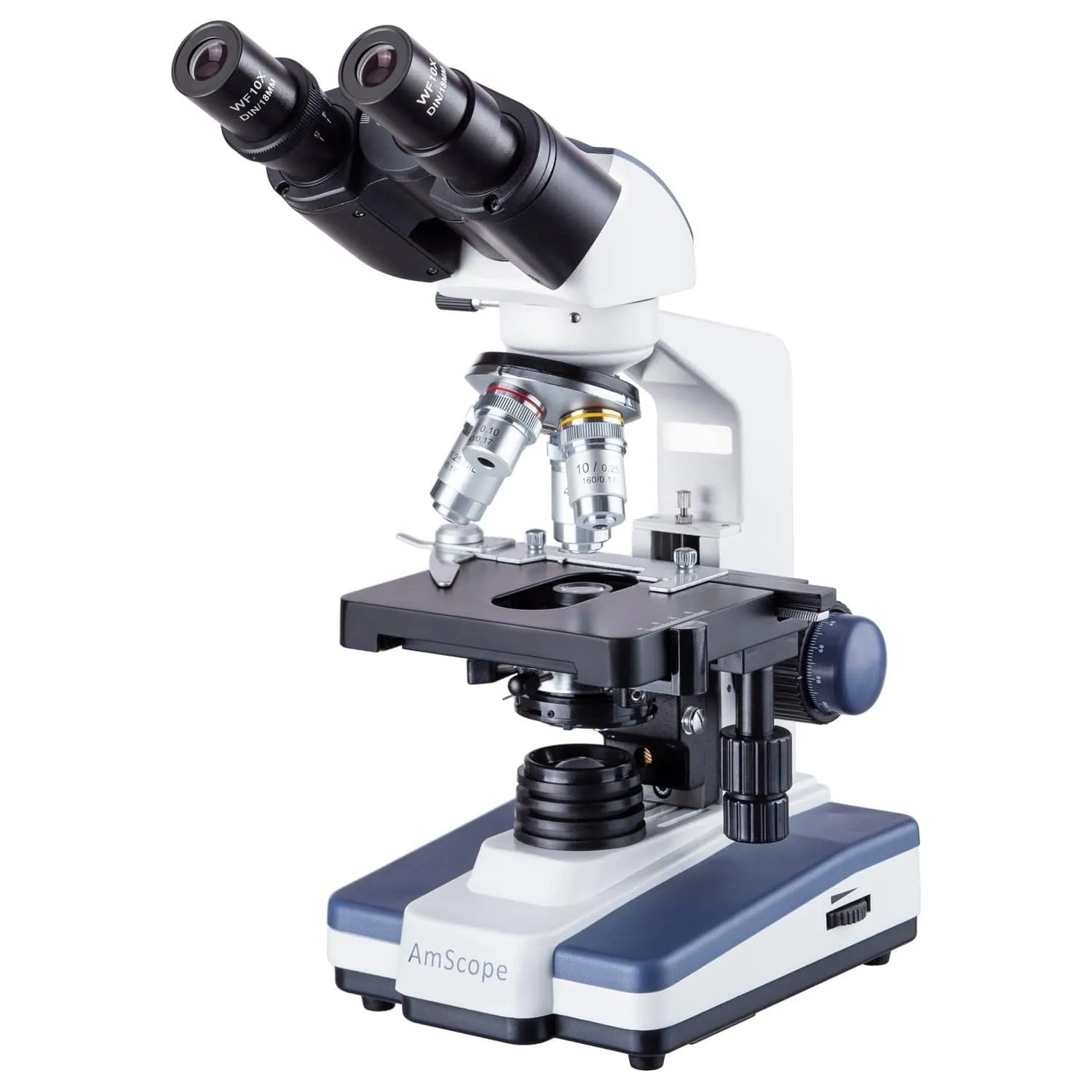 AmScope B120 Series Student & Professional LED Binocular Compound Microscope w/Siedentopf Head, 3D Mechanical Stage & Optional Digital Camera