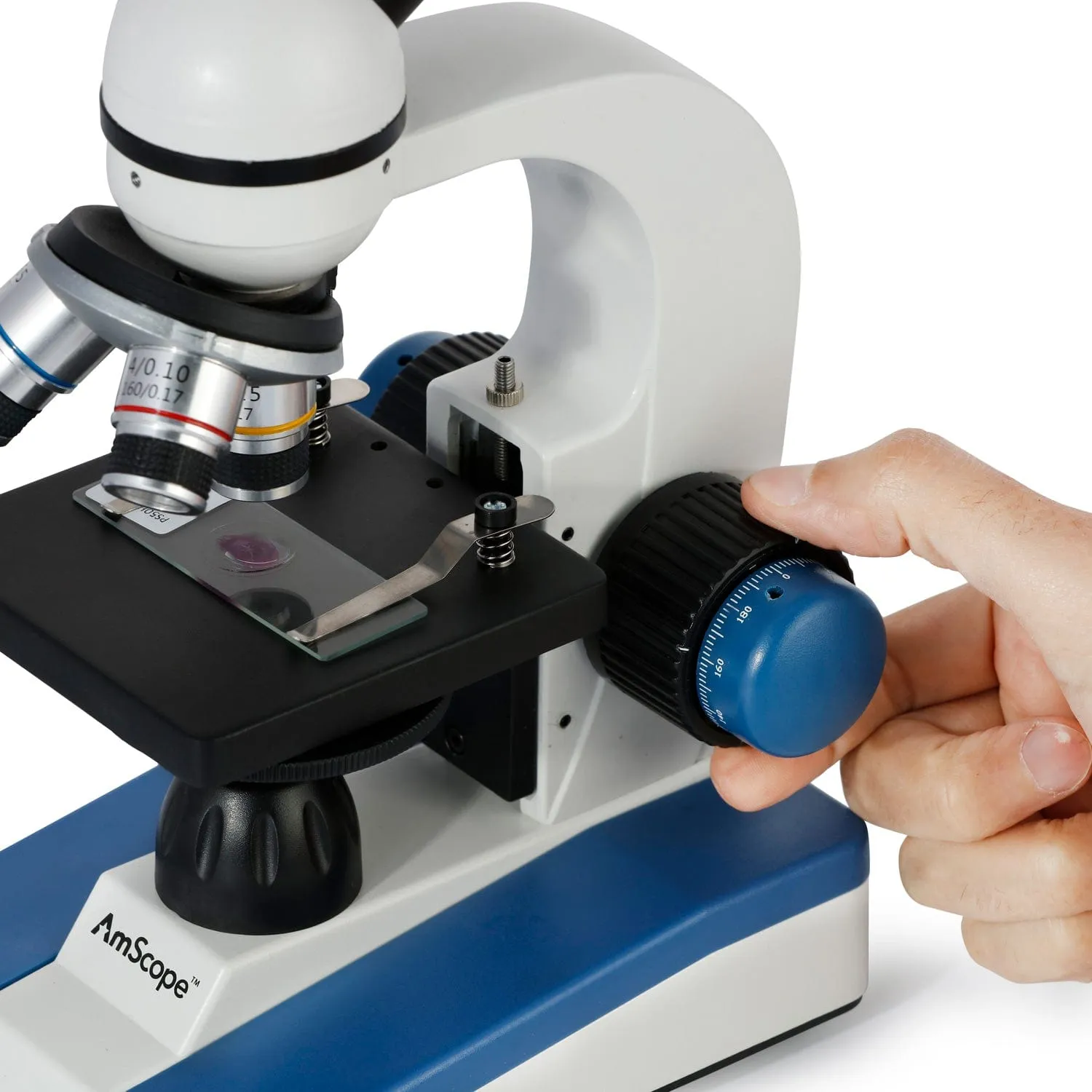 AmScope M150 Series Portable LED Monocular Student Compound Microscope 40X-1000X Magnification With Optional Camera