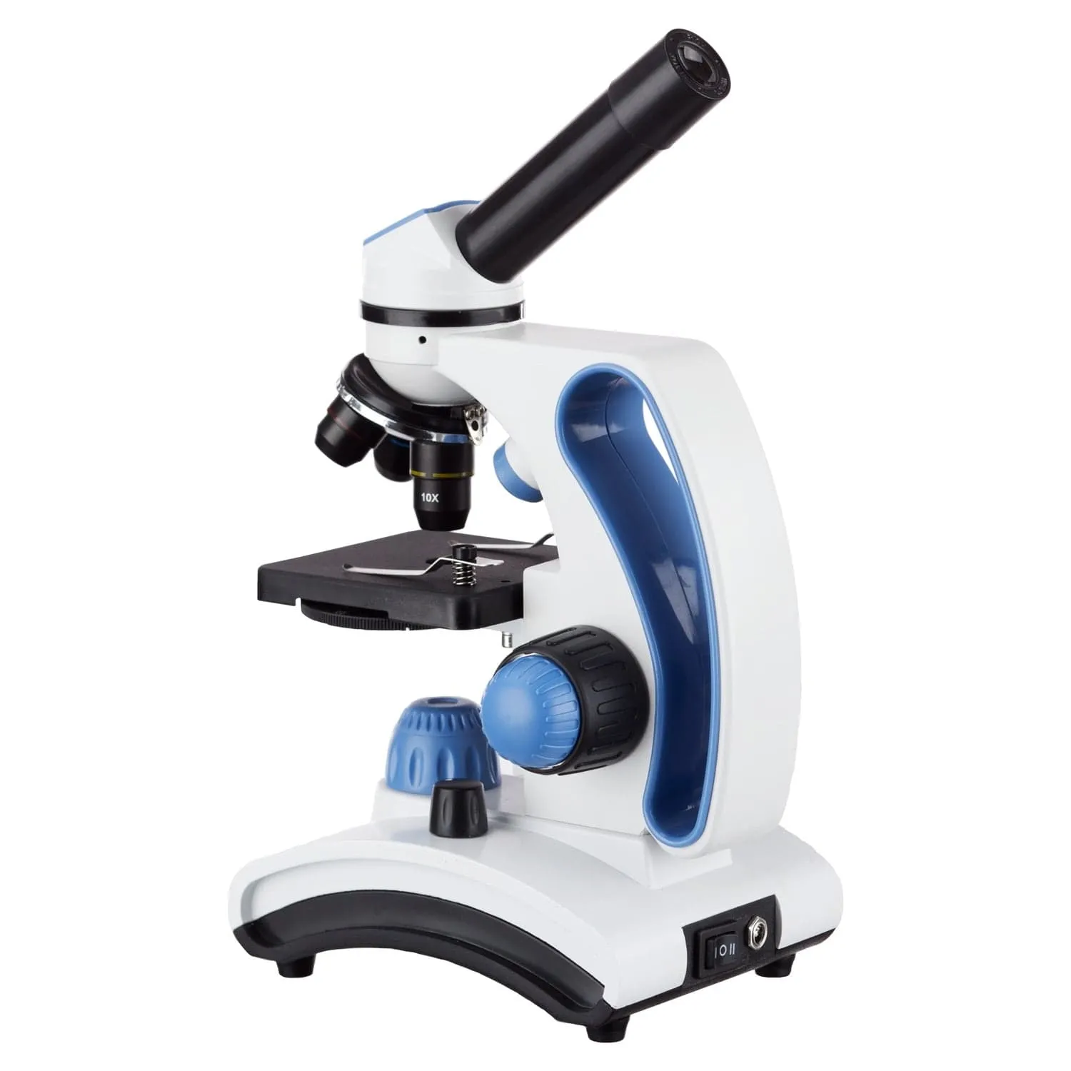 AmScope M162 Series Portable Student Monocular Compound Microscope 40X-1000X Magnification Dual Light Glass Lens Metal Frame   Slide Kit