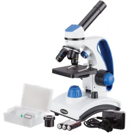 AmScope M162 Series Portable Student Monocular Compound Microscope 40X-1000X Magnification Dual Light Glass Lens Metal Frame   Slide Kit