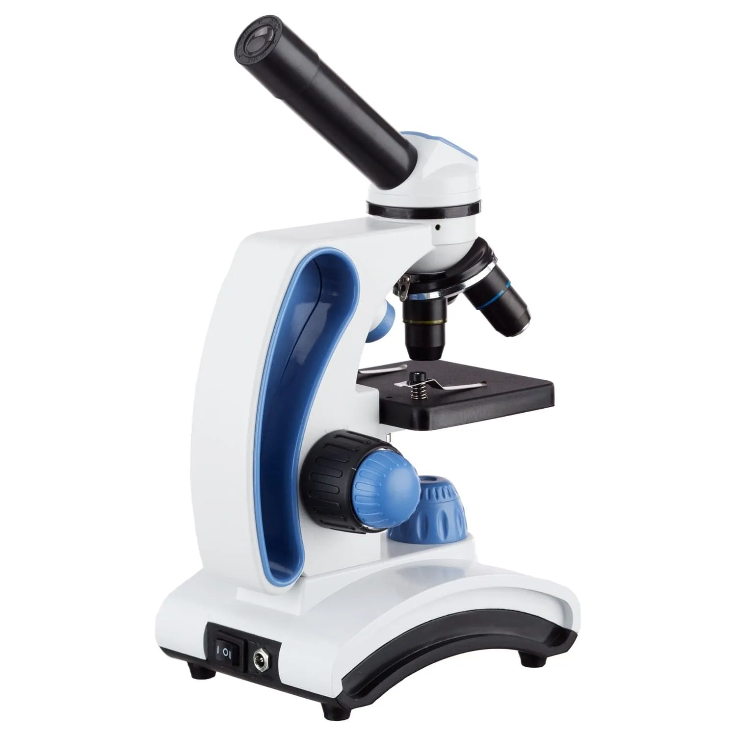AmScope M162 Series Portable Student Monocular Compound Microscope 40X-1000X Magnification Dual Light Glass Lens Metal Frame   Slide Kit