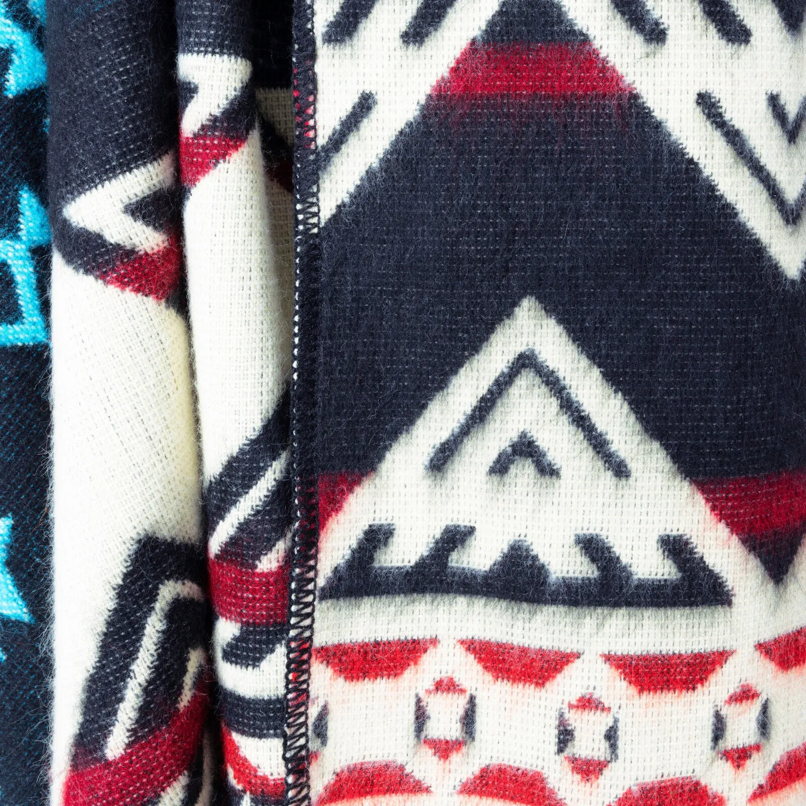 Angashco - Baby Alpaca Blanket - Extra Large Reversible - Aztec Cross Southwest Pattern - Black/Sky Blue/Yellow
