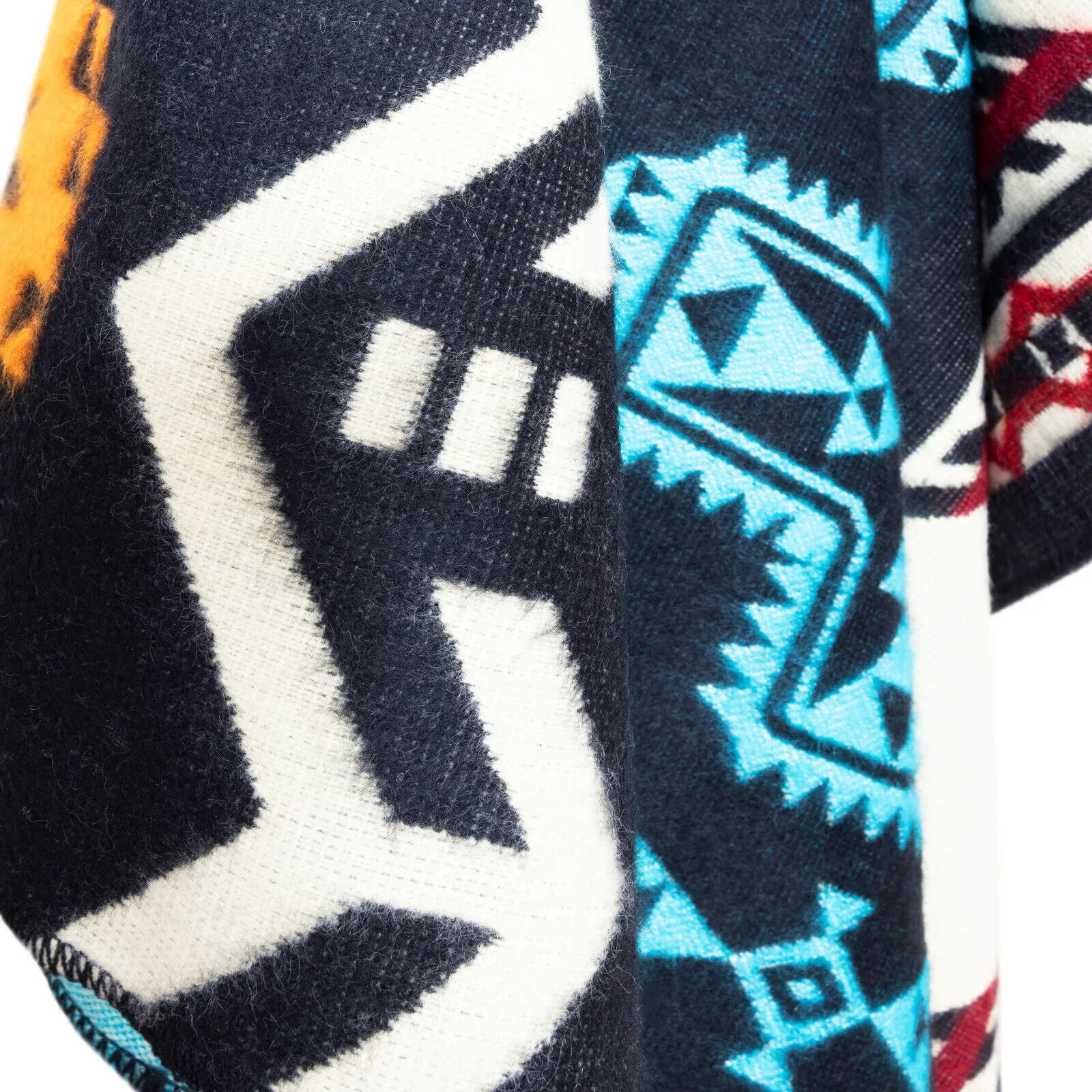 Angashco - Baby Alpaca Blanket - Extra Large Reversible - Aztec Cross Southwest Pattern - Black/Sky Blue/Yellow