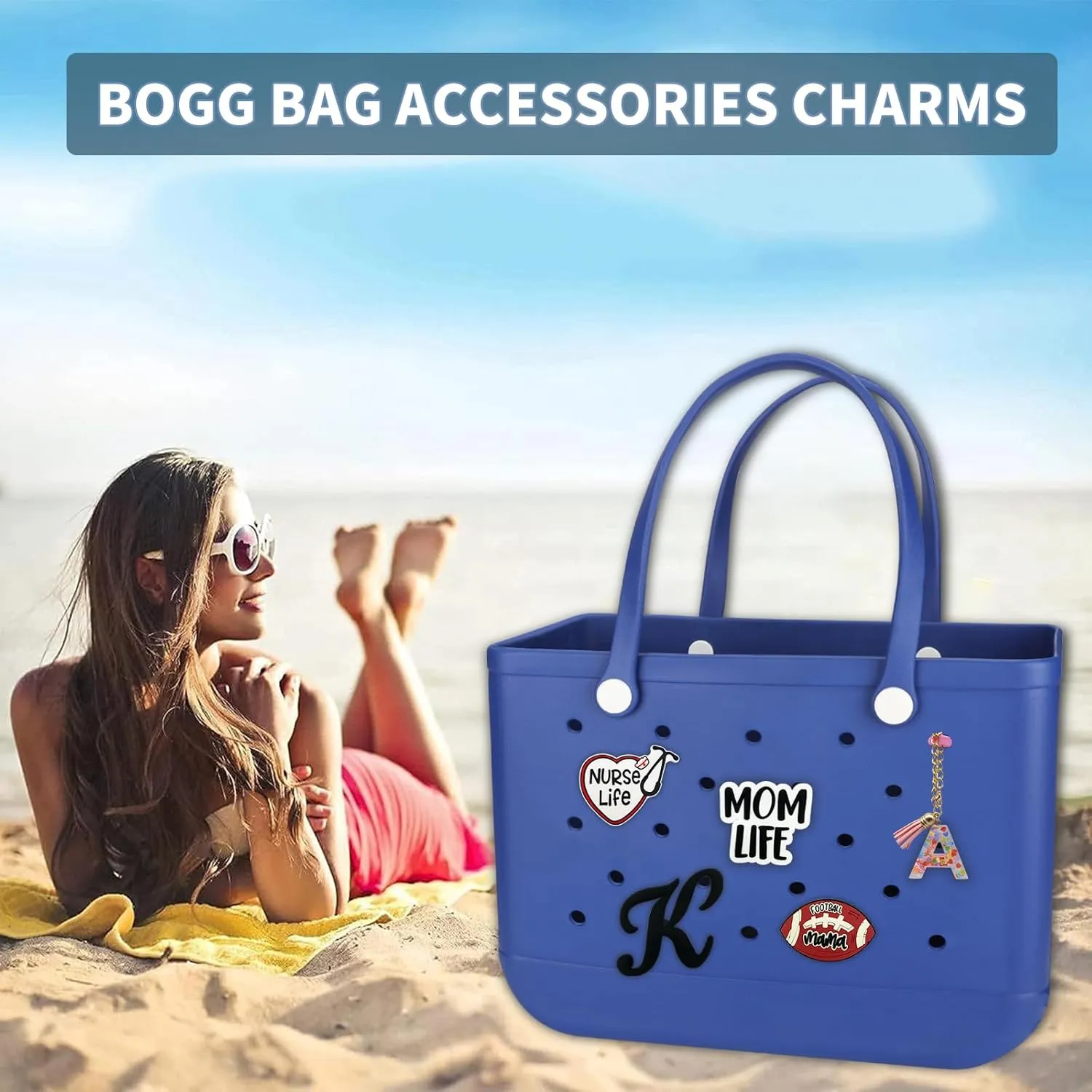 Bag Charms for Bogg Bag Accessories,Decoration Charm for Bog Bag Original Models Rubber Beach Tote (MOMLIFE)