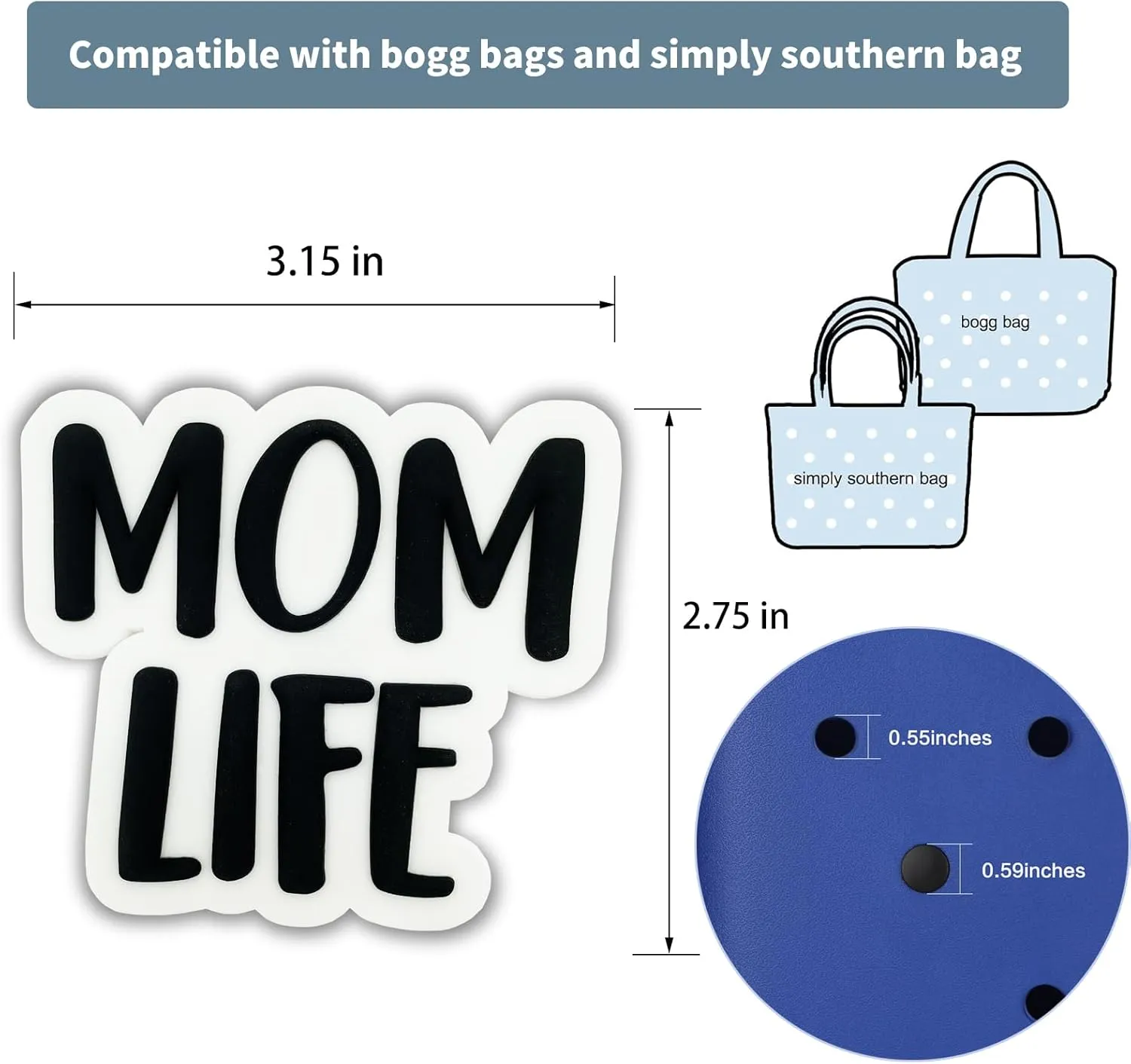 Bag Charms for Bogg Bag Accessories,Decoration Charm for Bog Bag Original Models Rubber Beach Tote (MOMLIFE)