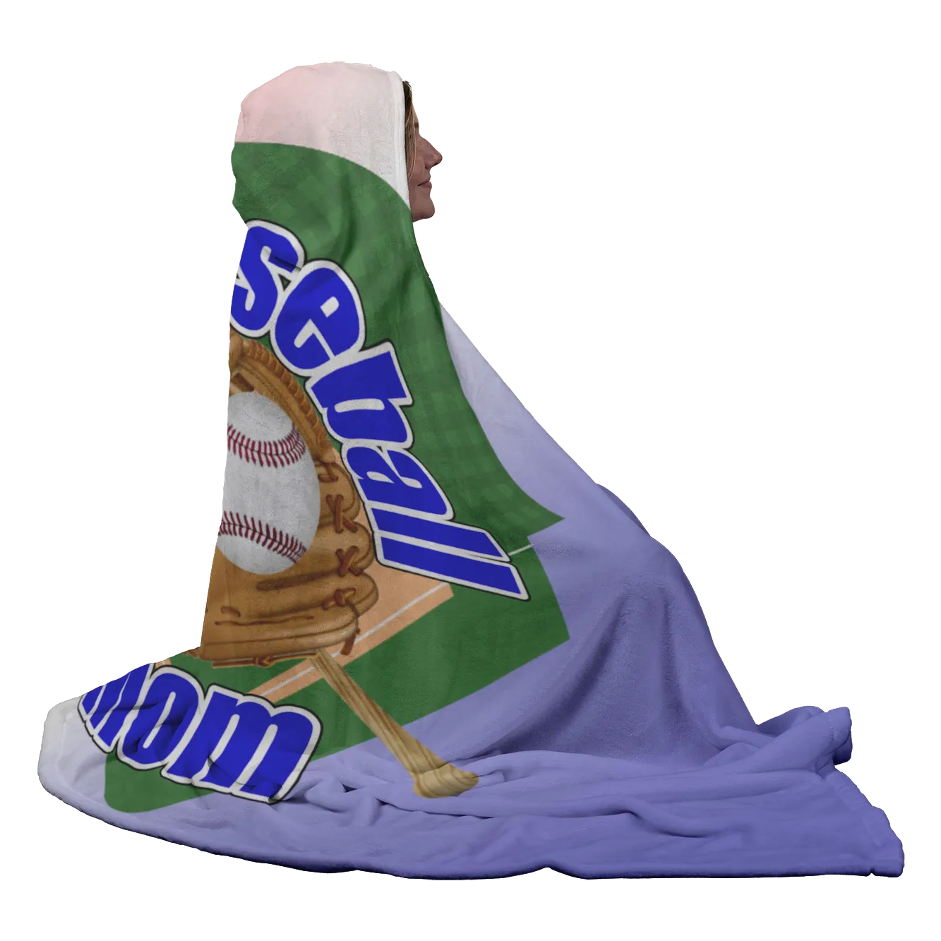 Baseball Mom Hooded Blanket, Blue