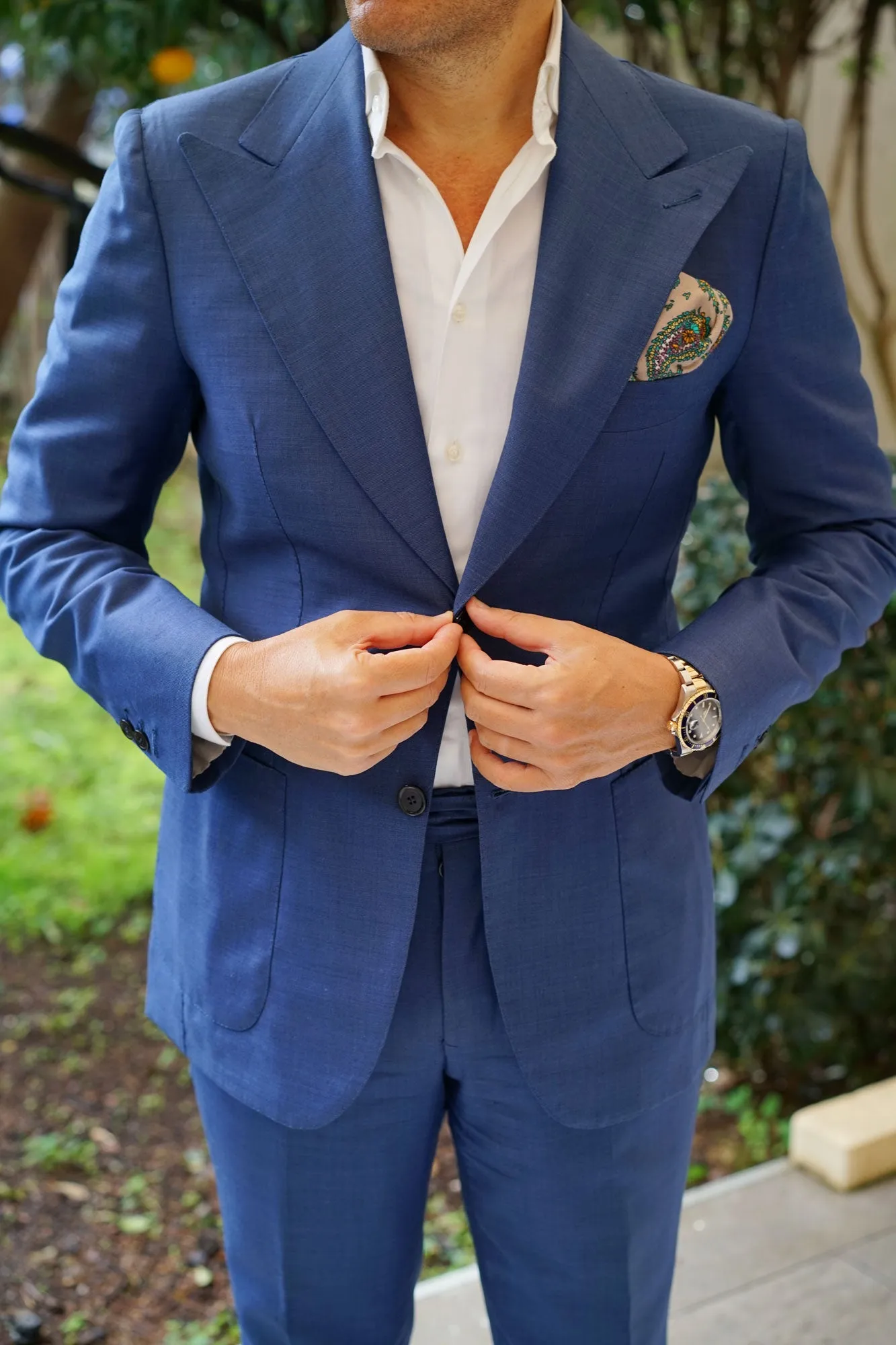 Bay of Kotor Light Brown Paisley Pocket Square