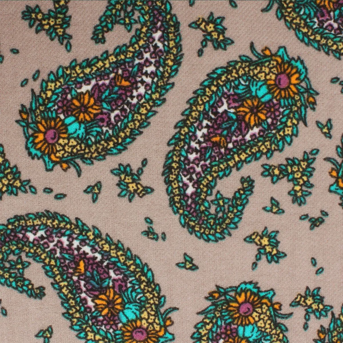 Bay of Kotor Light Brown Paisley Pocket Square