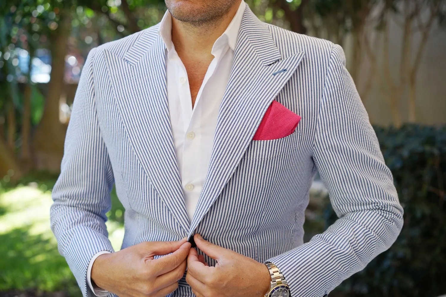 Begonia Hot Pink Linen Pocket Square