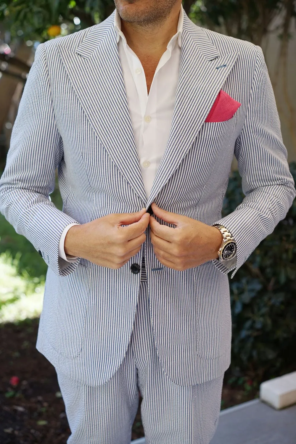 Begonia Hot Pink Linen Pocket Square