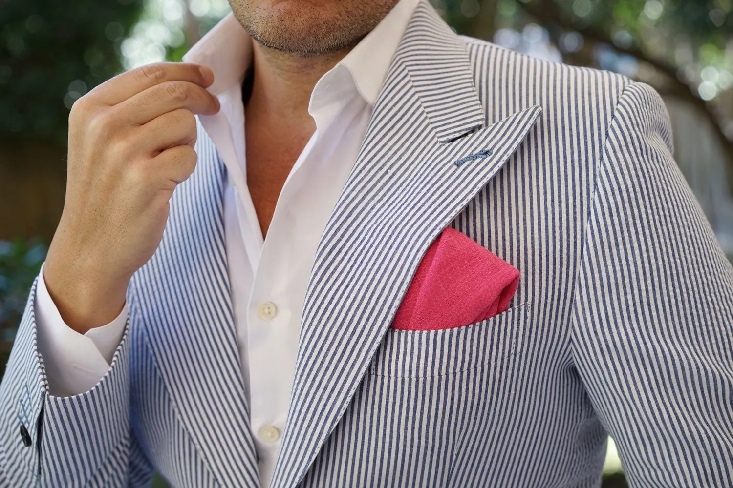 Begonia Hot Pink Linen Pocket Square