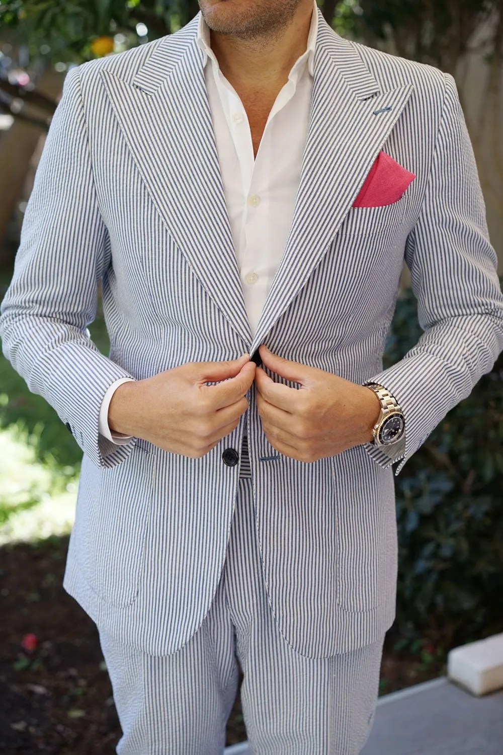 Begonia Hot Pink Linen Pocket Square
