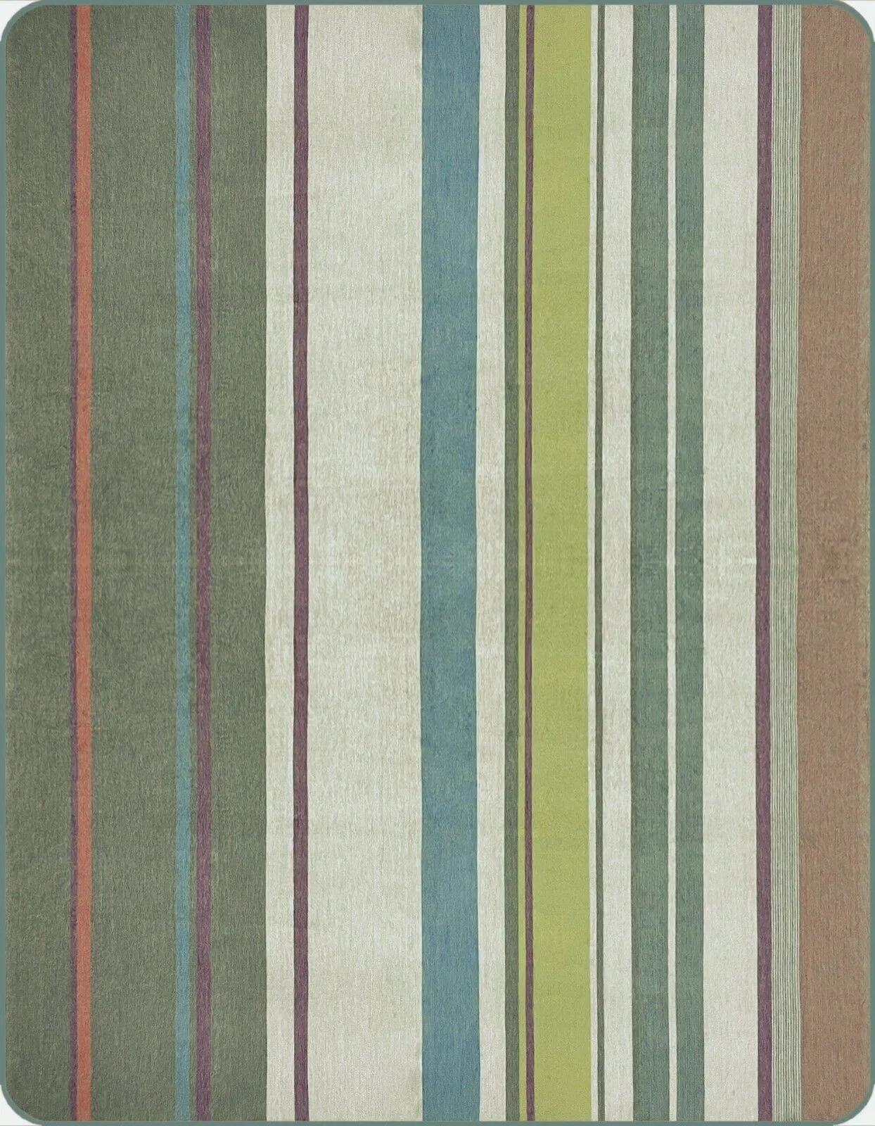 Biblian - Baby Alpaca Wool Throw Blanket / Sofa Cover - Queen 96" x 67" - striped cream/pistachio/turquoise/grey