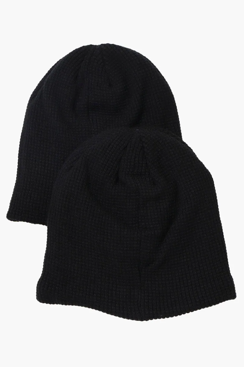 Canada Weather Gear 2 Pack Plush Lined Beanie Hat - Black