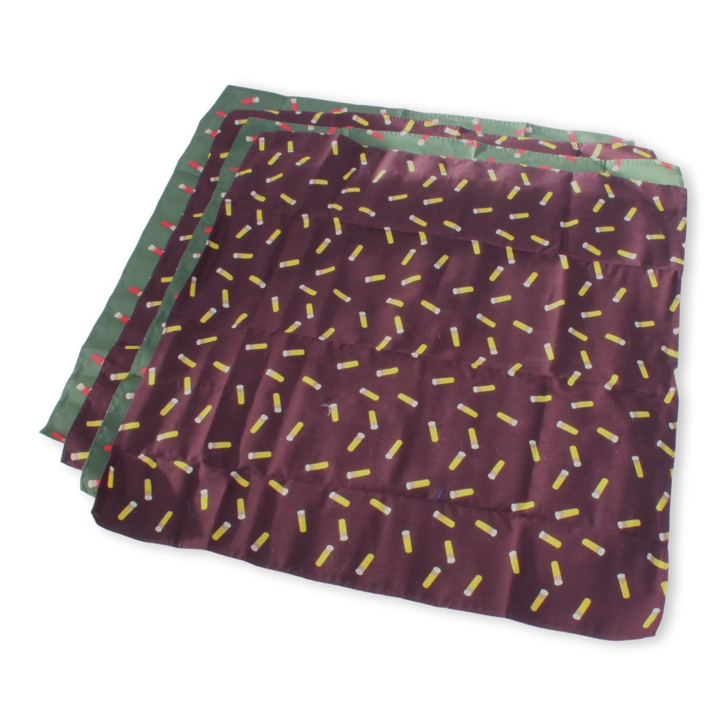 Cartridge Pattern Handkerchiefs Pack Of 4 Green & Burgundy