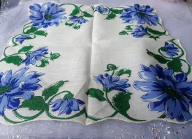 CHARMING Vintage Printed Floral Hanky Colorful Flowers Handkerchief To Frame Collectible Hankies,1950s Hankies, 1950s Hanky, 1950s Handkerchiefs, Mid Century Hankies
