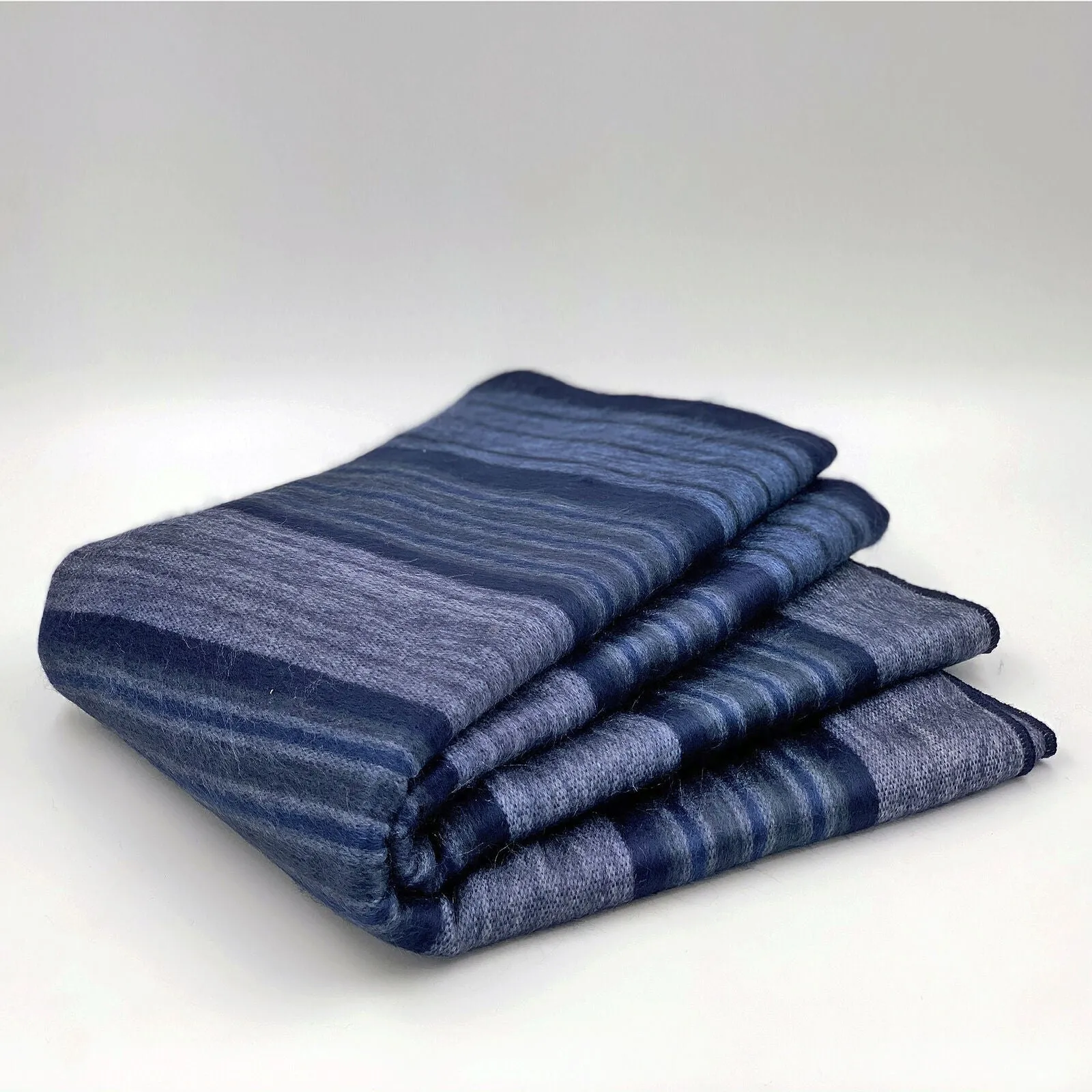 Chimborazo - Baby Alpaca Wool Throw Blanket / Sofa Cover - Queen 90" x 65" - multi colored thin stripes pattern