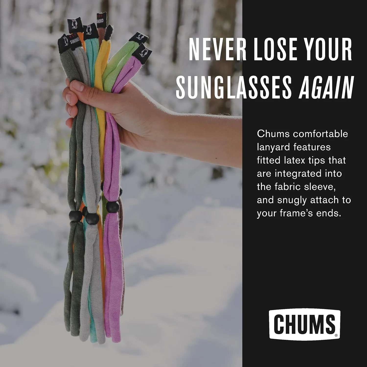 Chums Original Cotton Safety Eyewear Retaine-Unisex Keeper for Sunglasses-Adjustable Fit & Made in USA (Standard-End Size)