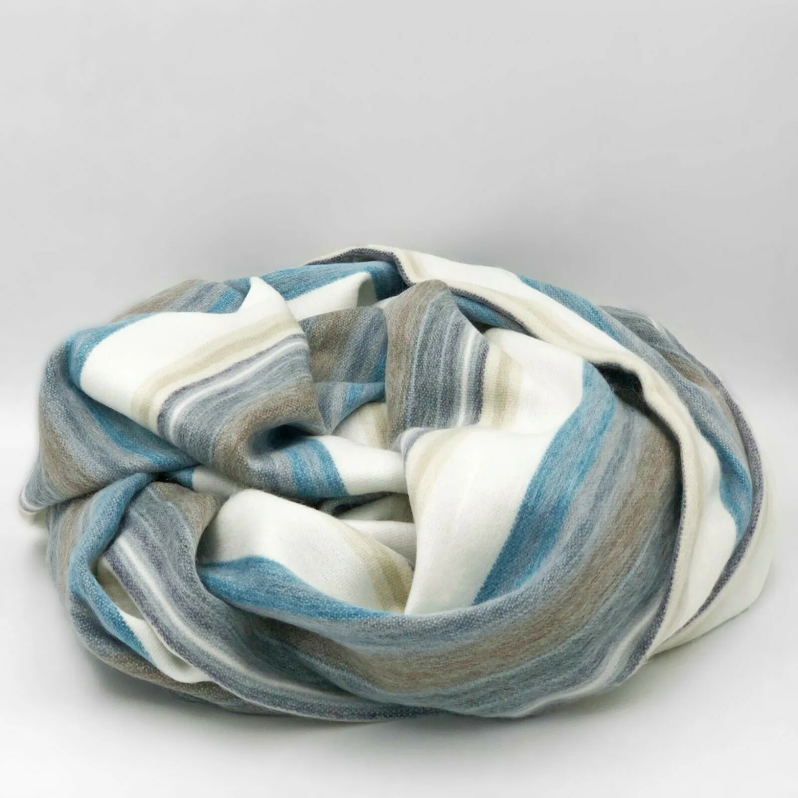 Chuquipogyo - Baby Alpaca Wool Throw Blanket / Sofa Cover - Queen 95" x 65" - multi colored thin stripes pattern