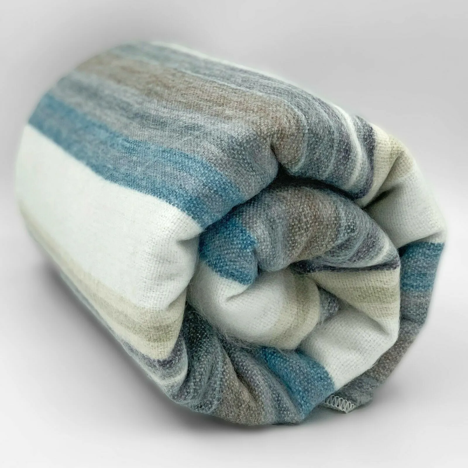 Chuquipogyo - Baby Alpaca Wool Throw Blanket / Sofa Cover - Queen 95" x 65" - multi colored thin stripes pattern