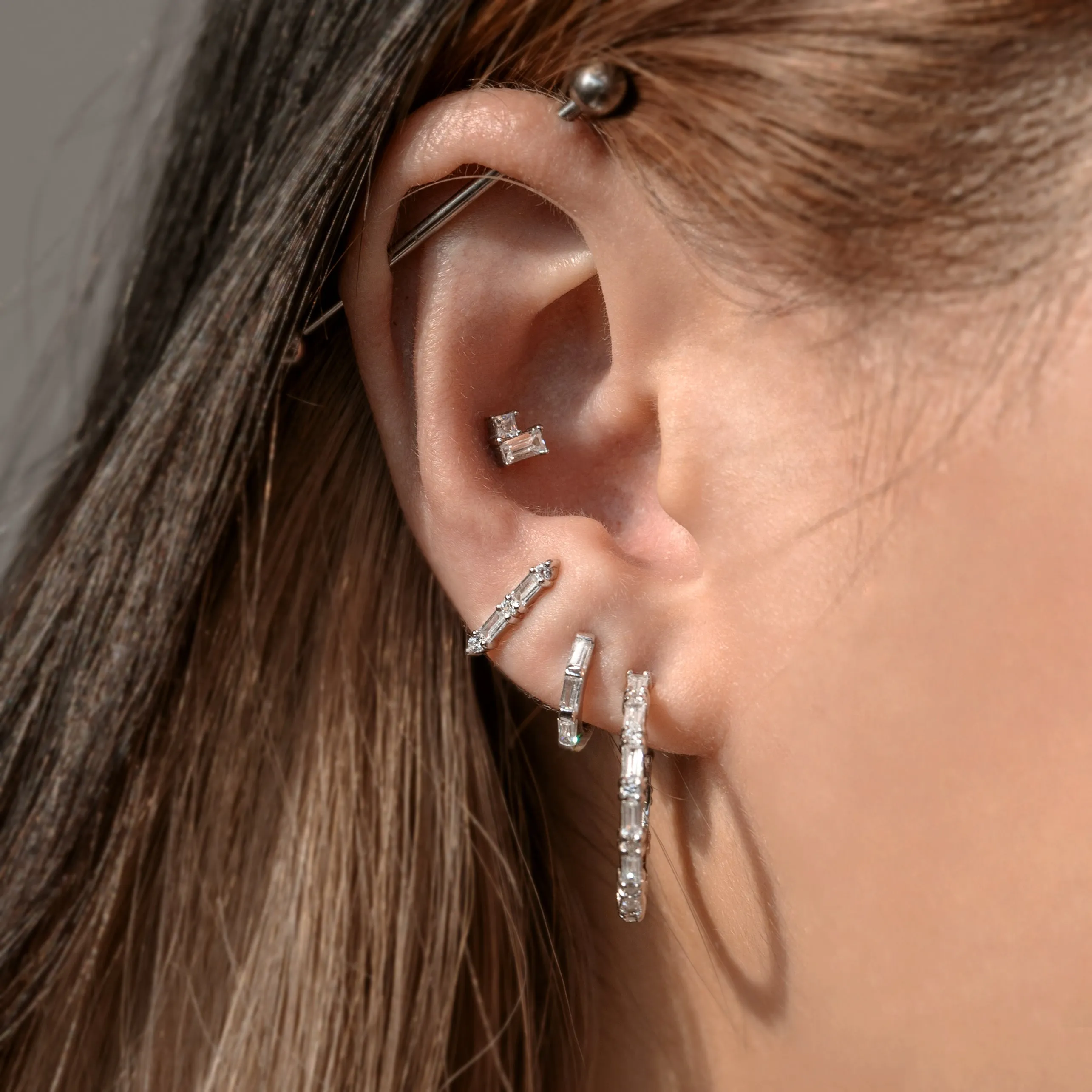 Cluster Baguette Stud Earrings