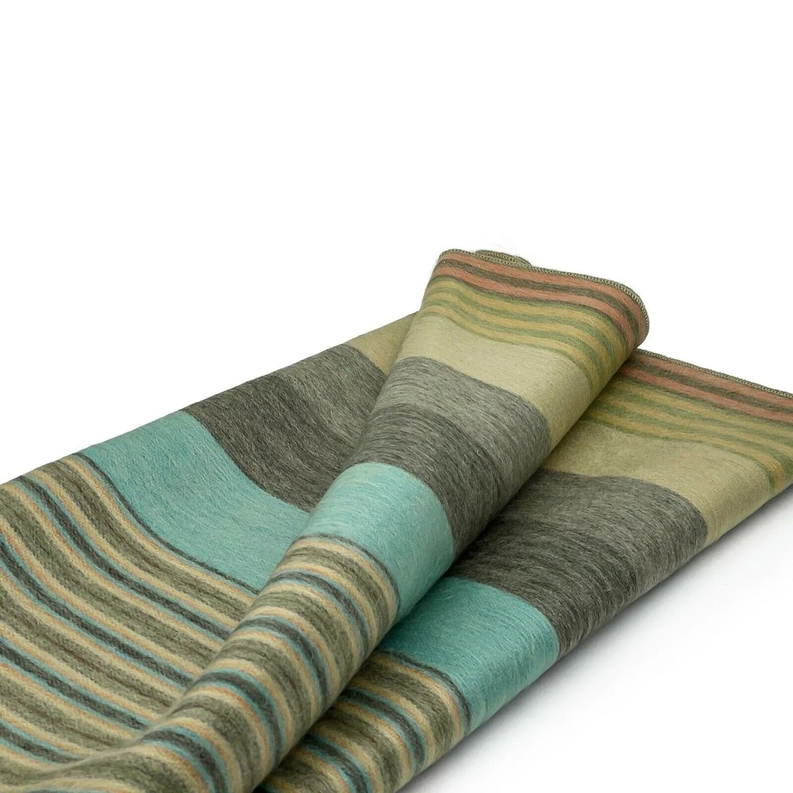 Cojitambo - Baby Alpaca Wool Throw Blanket / Sofa Cover - Queen 95" x 67" - multi colored stripes pattern