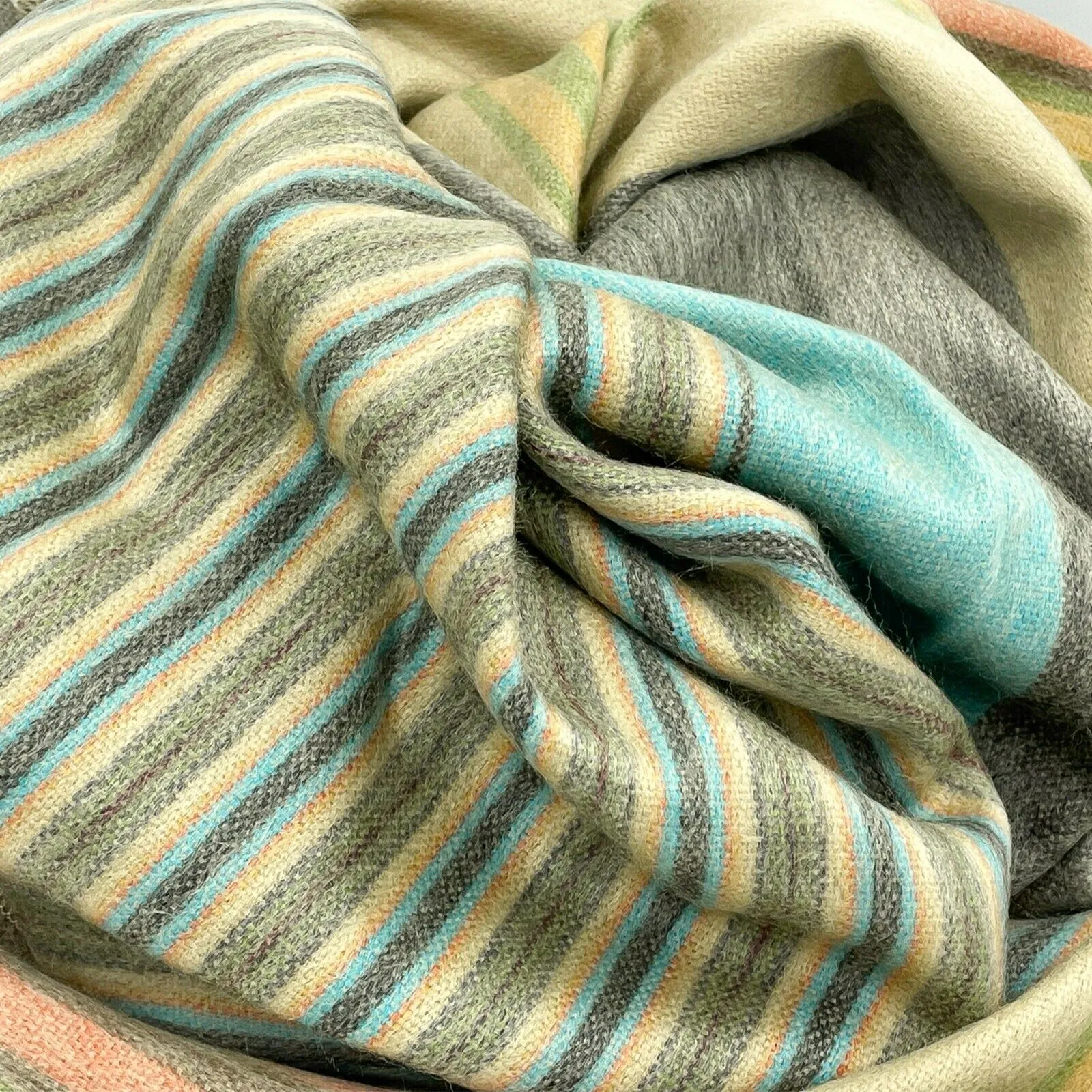 Cojitambo - Baby Alpaca Wool Throw Blanket / Sofa Cover - Queen 95" x 67" - multi colored stripes pattern