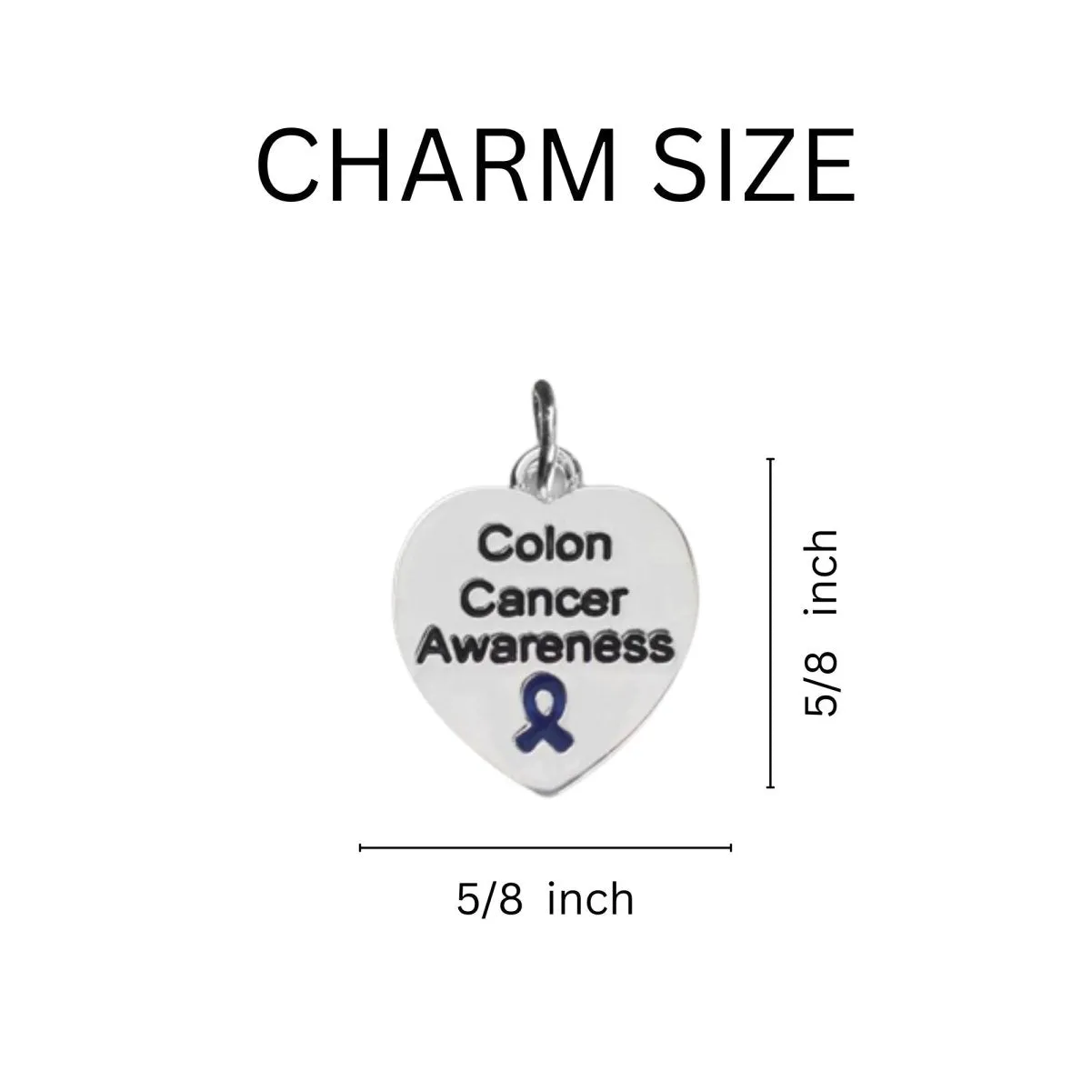 Colon Cancer Heart Charm Blue Ribbon Beaded Bracelets