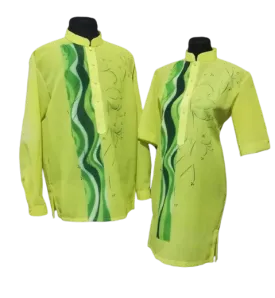 Couples Set Organza Green Barong Tagalog   Barong Dress - Nico & Amelia - JV77