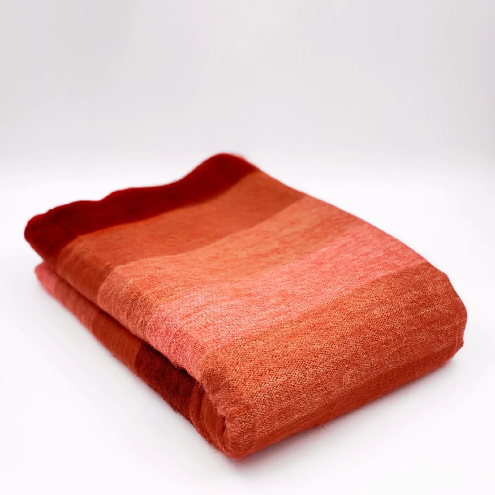 Cusubamba - Baby Alpaca Wool Throw Blanket / Sofa Cover - Queen 90" x 65" - thick stripes pattern red