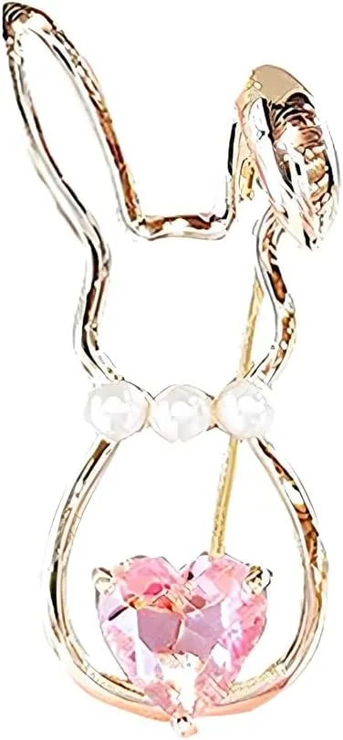 Cute Rabbit Brooch Pin for Women Fashion Crystal Bunny Lapel Pin Easter Holiday Party Accessories
