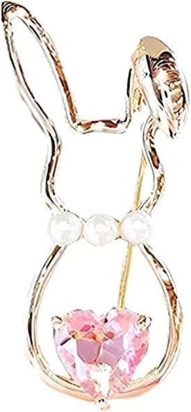 Cute Rabbit Brooch Pin for Women Fashion Crystal Bunny Lapel Pin Easter Holiday Party Accessories