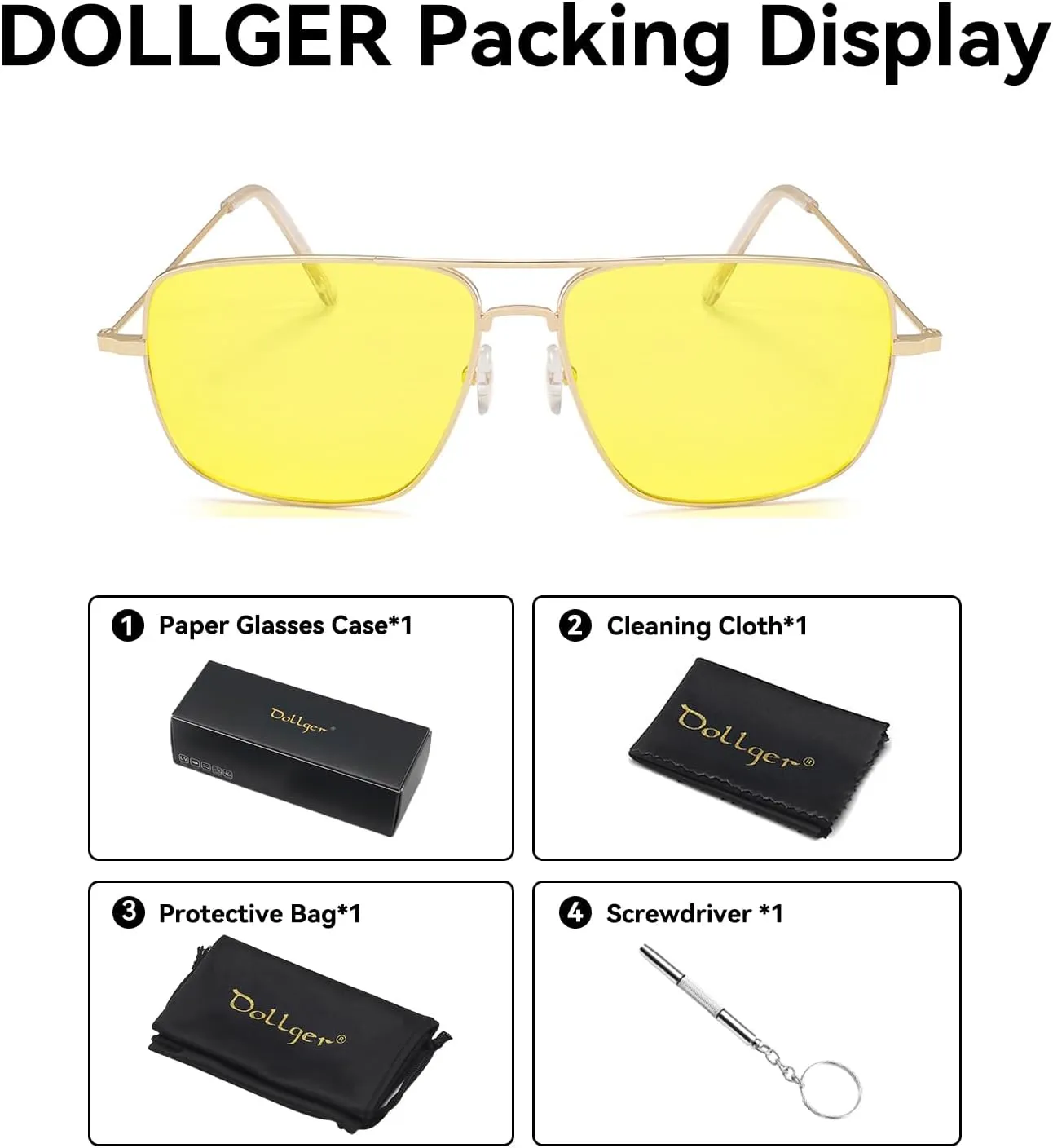 Dollger Classic Glasses Clear Lens Non Prescription Metal Frame Eyewear Men Women