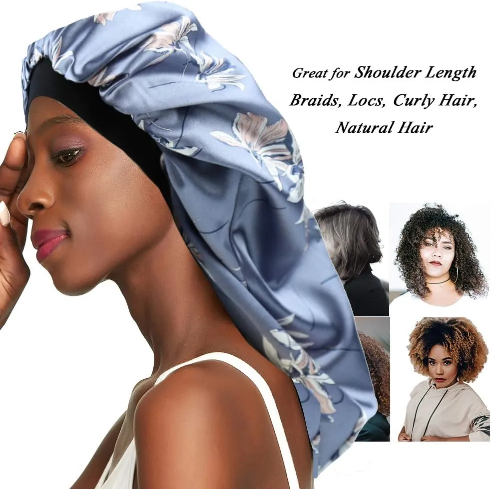 Double-Layer Satin Sleep Cap for Long Hair, Braids, Dreadlocks, Curly Hair