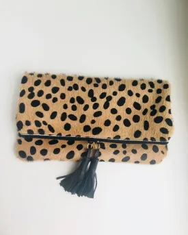 Everley Dawn Cheetah Fold Over Clutch