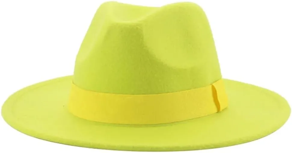 Fedora Hat Ribbon Wide Brim Classic Wedding Church Bowler Cap Chapeau