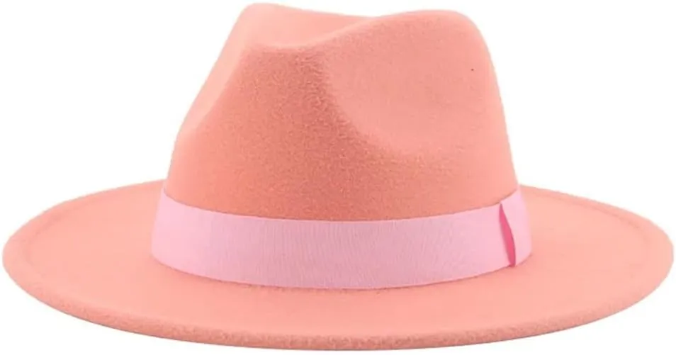 Fedora Hat Ribbon Wide Brim Classic Wedding Church Bowler Cap Chapeau
