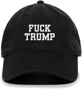 Fuck Trump Embroidered Baseball Cap Cotton Adjustable Dad Hat Black