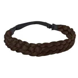 Fumwase Hairband - 5 Strands Synthetic Braid Headband, Stretch Elastic Chunky Wide Plaited Hair Braids Band, Braided Headband for Women Girls, Brown, 1 Pack